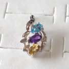 100% natural multi-coloured gemstone and sterling silver pendant