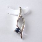 100% natural blue sapphire and sterling silver necklace pendant