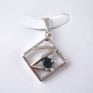 100% natural blue sapphire and sterling silver necklace pendant