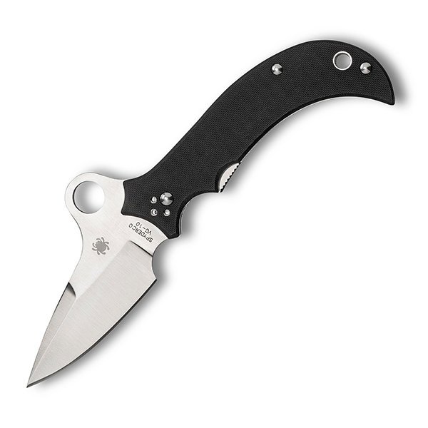 Spyderco Khalsa, Black G10 Handle, Plain Edge Blade Knife