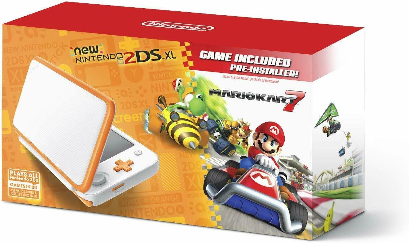NEW Nintendo 2DS XL + Mario Kart 7 FULL Game + 4GB + 6 AR Cards + Charger