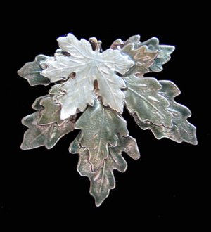 Maple Leaf Multi-Leaf Silver Tone Shiny Pin/Brooch