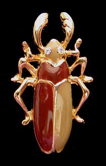 Enamel Beetle Crystal Eyes Tack Pin Egyptian Style MINT