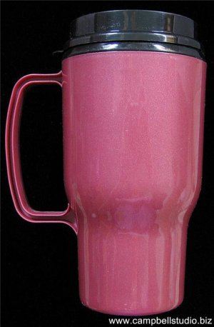 Travel Drink Mug 16oz Burgandy w/Black Cap Plastic NEW