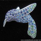 Monet Hummingbird Blue/Green/Purple Crystal Pin/Brooch in Mint Condition