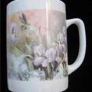 Hummingbird Iris Flower Ceramic Coffee Drink Mug 10oz Near Mint Condition
