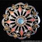 Monet Signed Art Deco Rhinestone & Enamel Brooch MINT