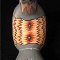 Aztec Painted Cat Figurine with Skeleton Fish DogTag NM