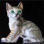 Bisque Grey Domestic GreenEye Tiger Stripe Cat Figurine