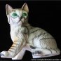 Bisque Grey Domestic GreenEye Tiger Stripe Cat Figurine