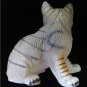 Bisque Grey Domestic GreenEye Tiger Stripe Cat Figurine