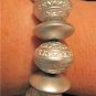 Silver Painted Bicone Wood Carved Bead Stretch Bracelet