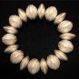 Silver Painted Bicone Wood Carved Bead Stretch Bracelet
