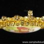 Porcelain Cameo Filagree Gold Tone Amber Crystals Pin/Brooch