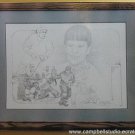 Custom Drawn BW Portrait 1 Person/Border/Framed 18x24