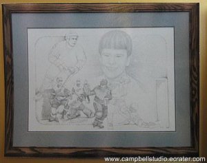 Custom Drawn BW Portrait 1 Person/Border/UnFramed 18x24