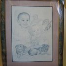 Custom Drawn BW Portrait 2 Person/Border/UnFramed 18x24