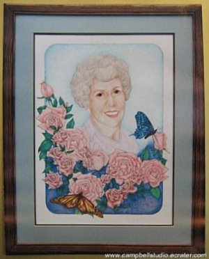 Custom Drawn Clr Portrait 1 Person/Border/Framed 18x24