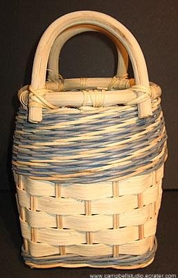 Basket - Slatted/Woven Tan/Blue MINT