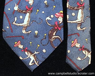 Dr. Seuss Cat In The Hat Golf Necktie Copyright 1996 GU