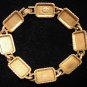 Cat's Eye Multi-Color Antique Brass Style Metal Bracelet Signed