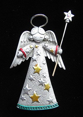 Angel Frosted Pewter by JJ Aurora Borealis Pin/Brooch Mint
