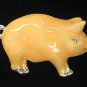 Pig Pin/Brooch Flesh Colored Enamel Silver & Crystal Mint