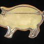 Pig Pin/Brooch Flesh Colored Enamel Silver & Crystal Mint