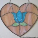 Leaded Stained Glass Heart & Tulip Window Decoration Gently Used