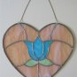 Leaded Stained Glass Heart & Tulip Window Decoration Gently Used