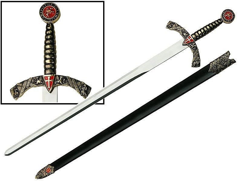 Knights Templar Sword Masonic Authentic Museum With Scabbard Mirror