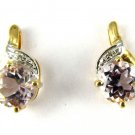 18K Yellow Gold 1.93 ct  Amethyst Gemstone Diamond Stud Earrings Fine jewelry