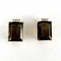 18K YELLOW GOLD STUD QUARTZ DIAMOND IJ-SI EARRING JEWELRY