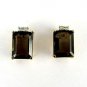 18K YELLOW GOLD STUD QUARTZ DIAMOND IJ-SI EARRING JEWELRY