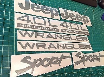 Set of Wrangler Sport Refresh Vinyl Stickers Decals YJ TJ 4.0 L Silver