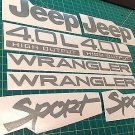 Set of Wrangler Sport Refresh Vinyl Stickers Decals YJ TJ 4.0 L Silver Set of Wrangler Sport Refresh Vinyl Stickers Decals YJ TJ 4.0 L Silver