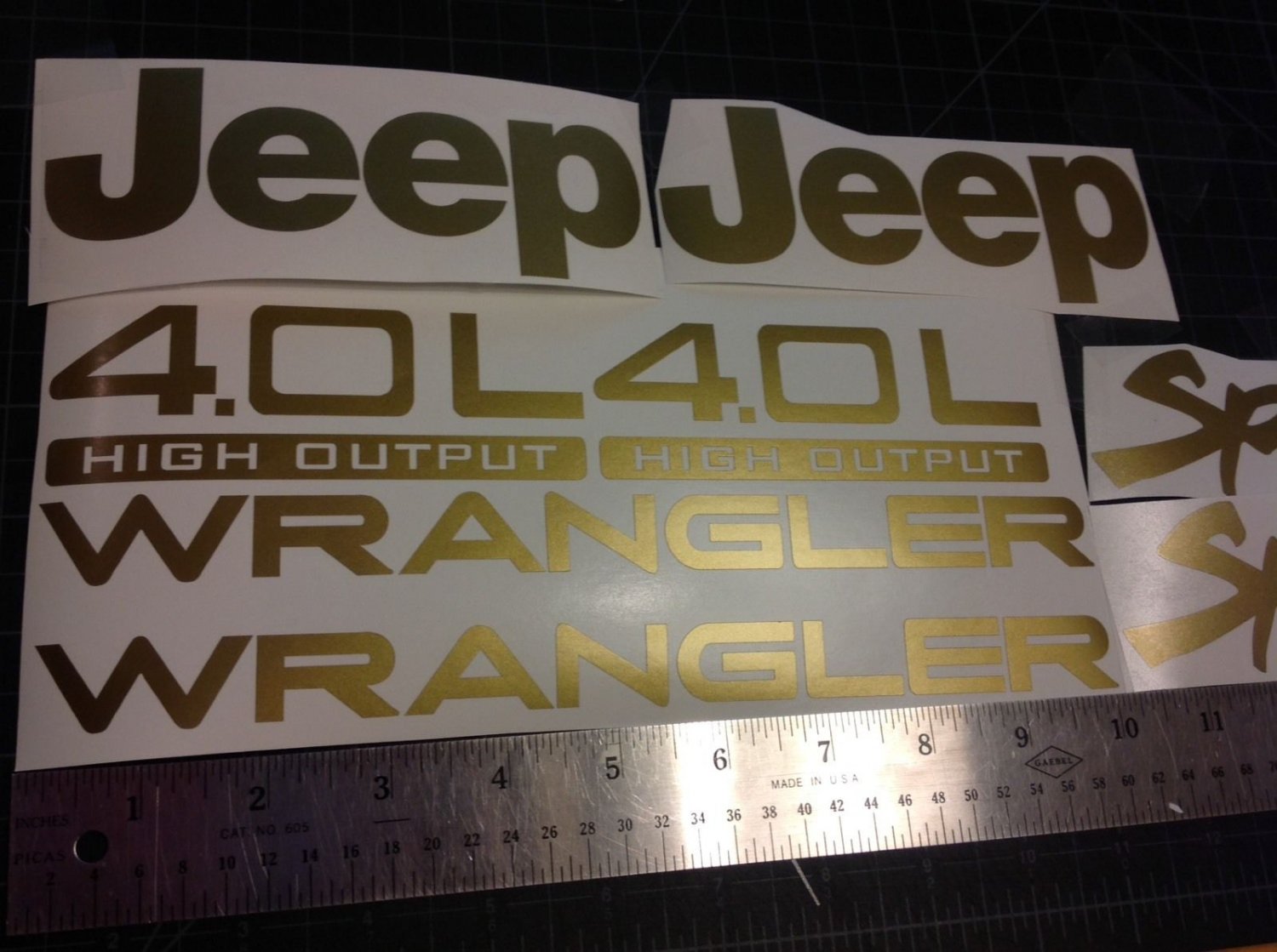 Jeep Wrangler Sport Vinyl Stickers Decals kit set of YJ TJ 4.0L 4.0 L gold