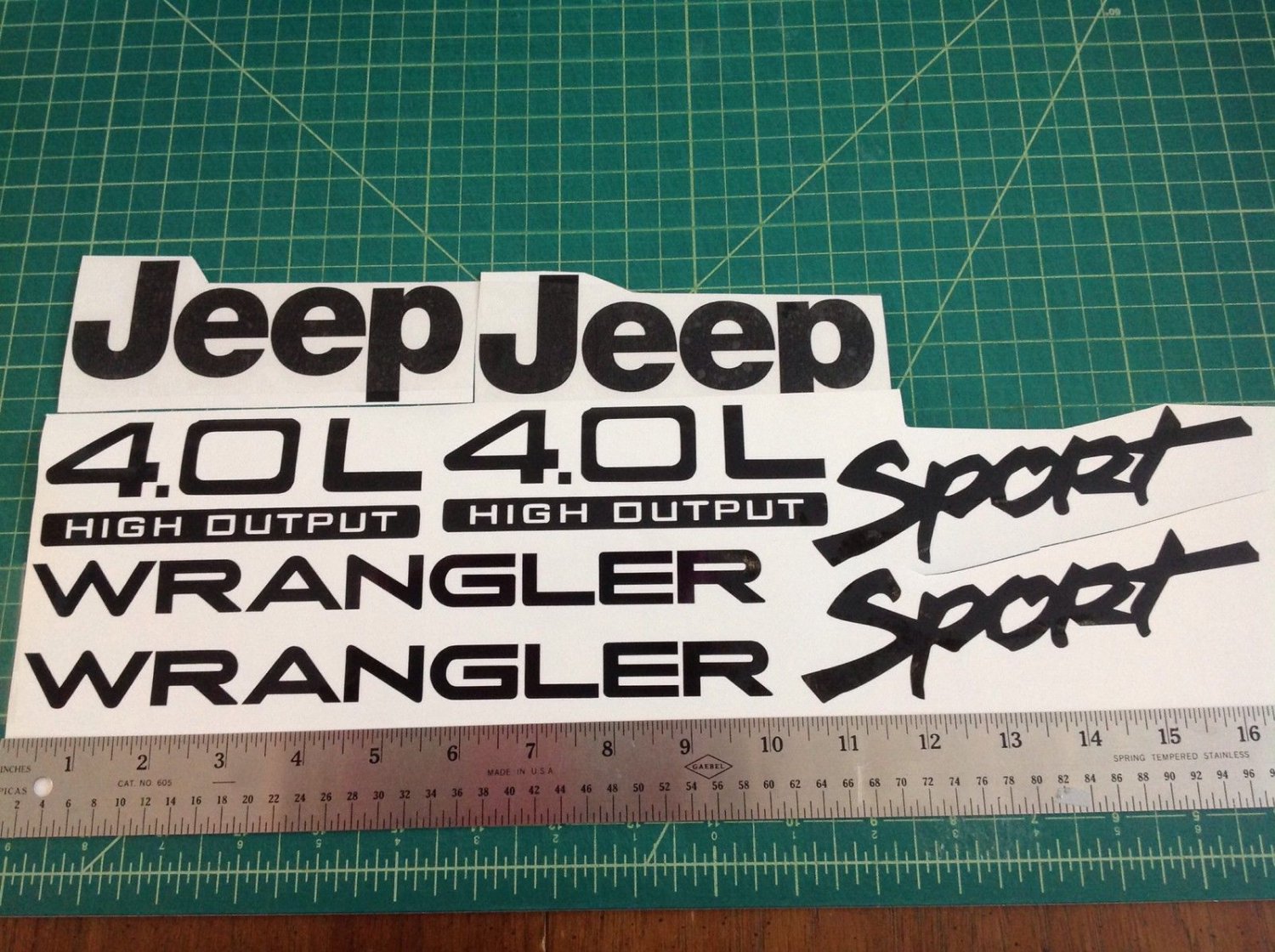 Set of Sport 4.0L replacement fender decals for TJ car