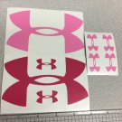 Under Armour Decal Sticker Vinyl 2 Of 5" & 6 Of 1.25" Surfboard Pink /hot Pink