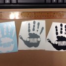 3 Of hand wave decal 4.25x3.25 High Quality Sticker Color: Black/white/gray Each