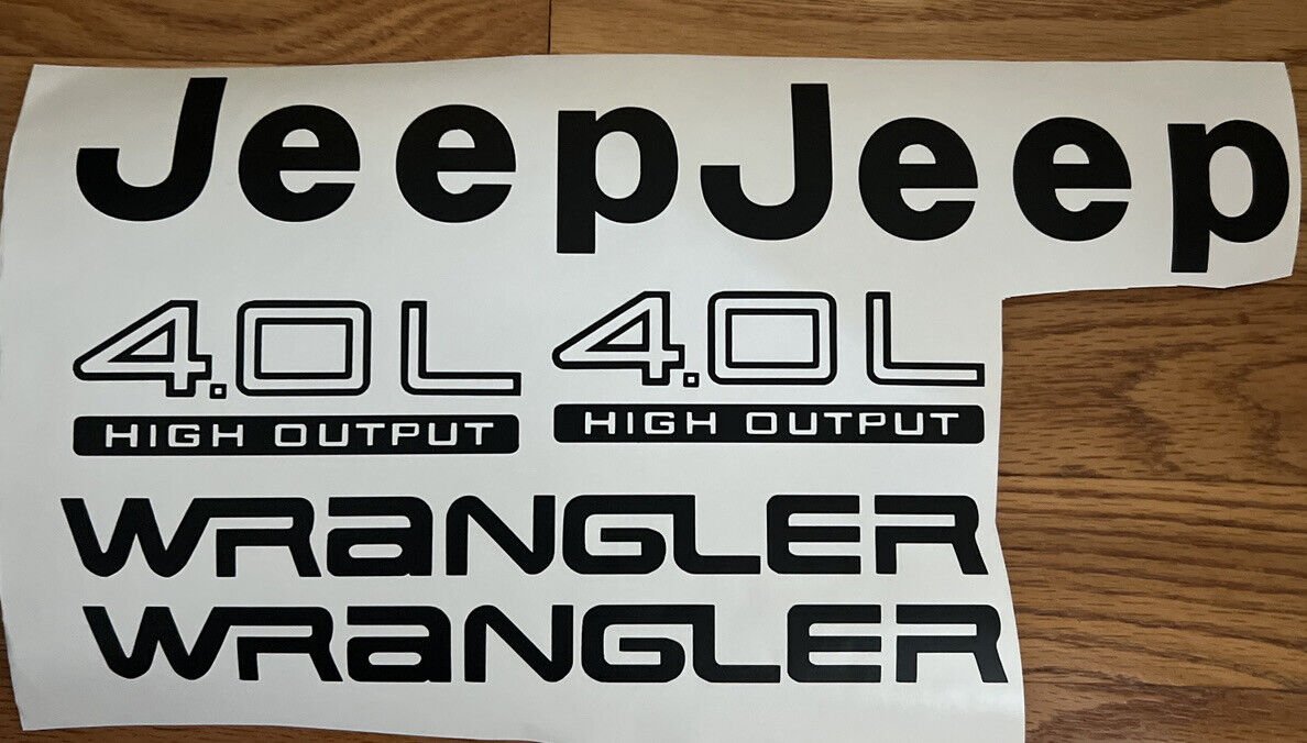 Set of Car Decals 4.0L Replacement Vinyl Stickers for YJ black