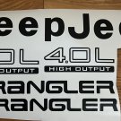 Set of Car Decals 4.0L Replacement Vinyl Stickers for YJ black