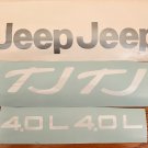 Set of Car Decals 4.0L Replacement Vinyl Stickers for TJ white