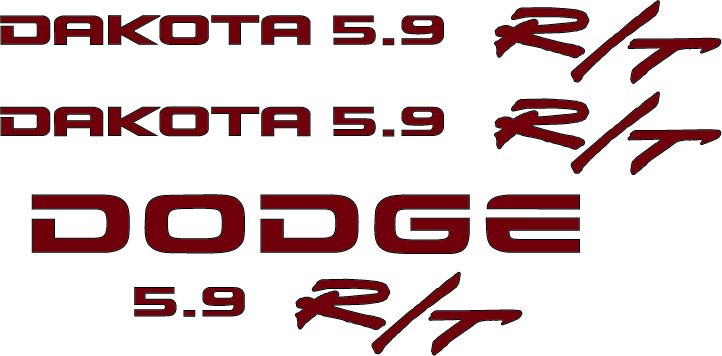 Dodge Dakota RT sticker doors tailgate kit decals stickers 5.9 r/t vinyl decal_maroon
