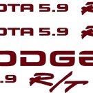 Dodge Dakota RT sticker doors tailgate kit decals stickers 5.9 r/t vinyl decal_maroon