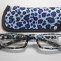 Reading Glasses Blue Clear & Black Leopard Print & Carrying Pouch +1.75 Y2