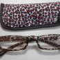 Reading Glasses Orange Clear & Black Leopard Print & Carrying Pouch +1.25 Y2