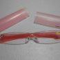 Reading Glasses Lightweight Rimless Frameless Frosted Pink & Tube Case +2.50 Q7