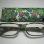 Reading Glasses & Soft Case Henna Paisley Design in Gray Pink & Green +2.00 S5