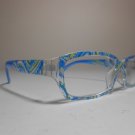Georgio Caponi Painted Reading Glasses Purple Green Blue & Clear Design +1.75 S1